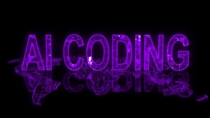 3d AI coding text technology earth map glowing purple