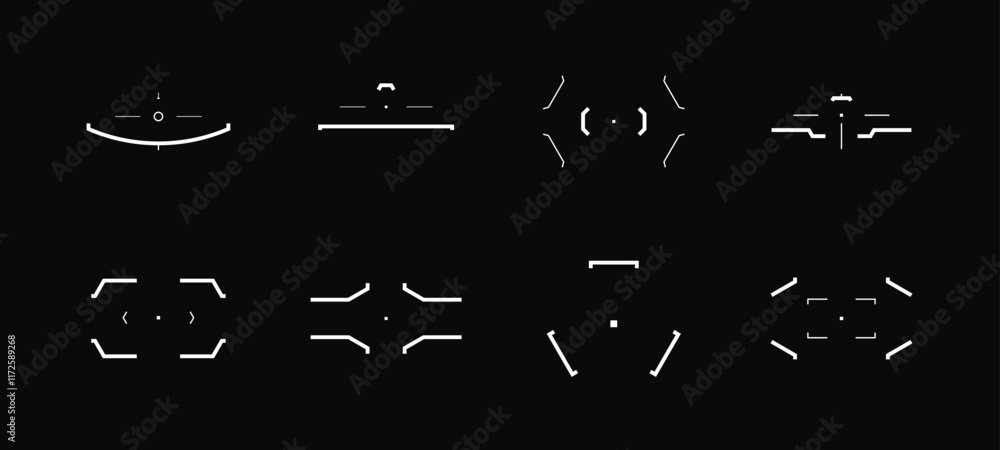 Poster cyberpunk target and aim elements vector collection.