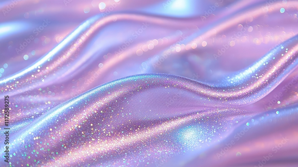 Poster glitter abstract background concept. shimmering pink and blue waves of fabric create a dreamy, ether