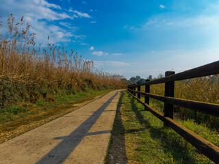 Stone footpath and wooden fence leading a long The Great