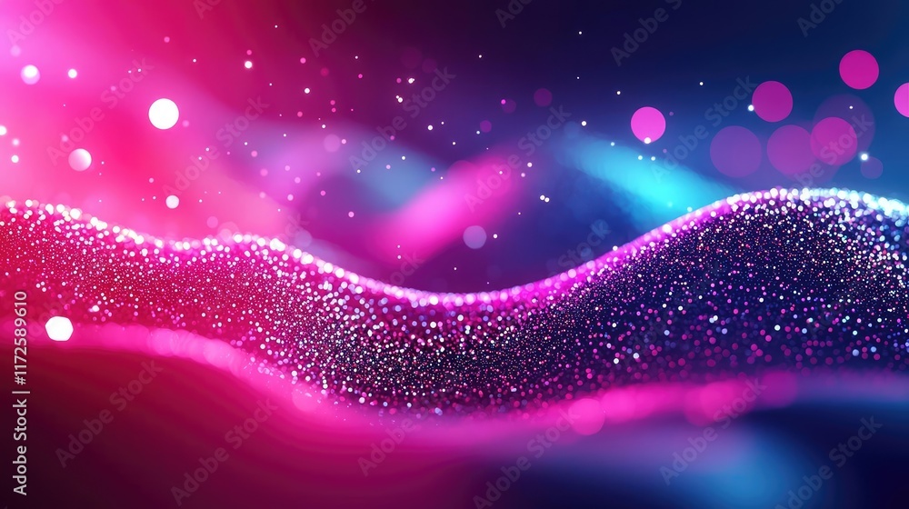 Aufkleber Glitter abstract background concept. A vibrant abstract background with colorful waves and sparkling particles.