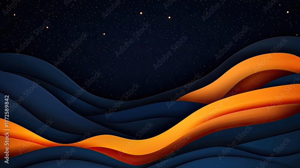 Poster glitter abstract background concept. abstract design showcasing vibrant waves in orange and blue aga