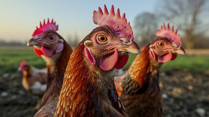 Fototapeta premium Close-up of Vibrant Poultry Under Biosecurity Monitoring for Disease Prevention