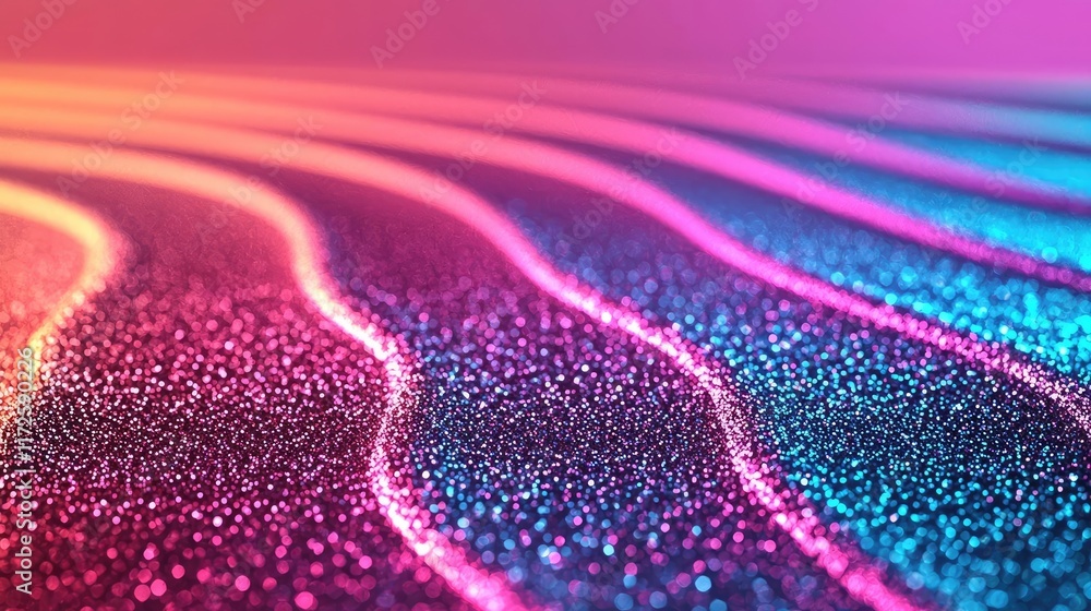 Poster Glitter abstract background concept. Colorful wavy patterns create a vibrant abstract background full of energy and motion.