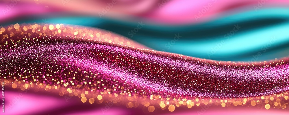 Aufkleber glitter abstract background concept. colorful and sparkling wave patterns of glittering fabric in vi
