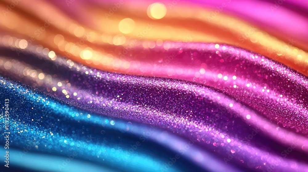 Poster glitter abstract background concept. colorful glitter waves creating an eye-catching and vibrant bac