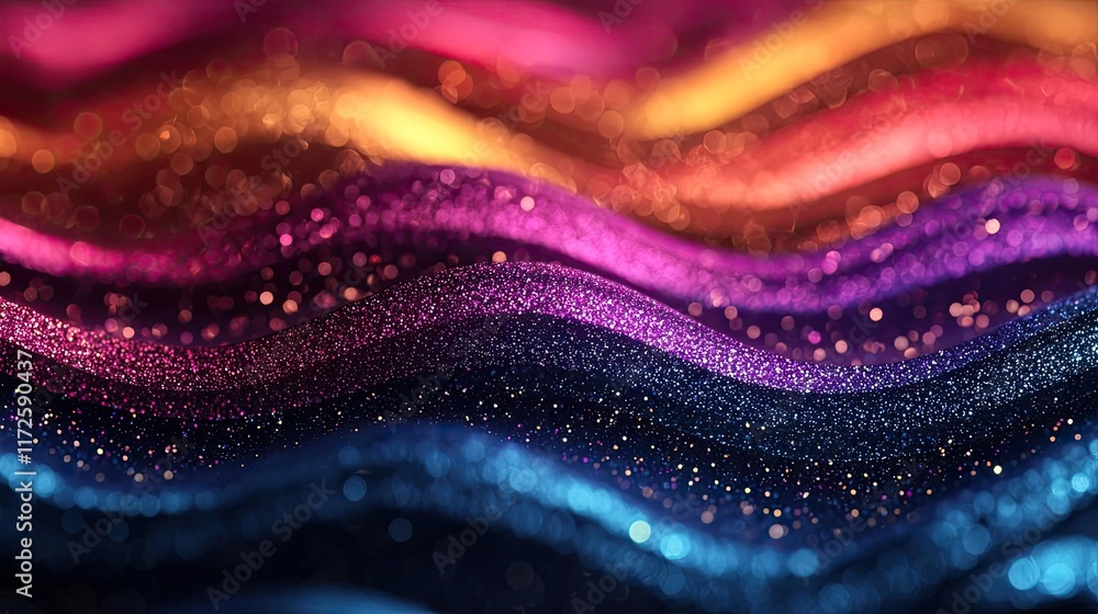 Poster glitter abstract background concept. vibrant waves of glittering colors create a stunning visual exp