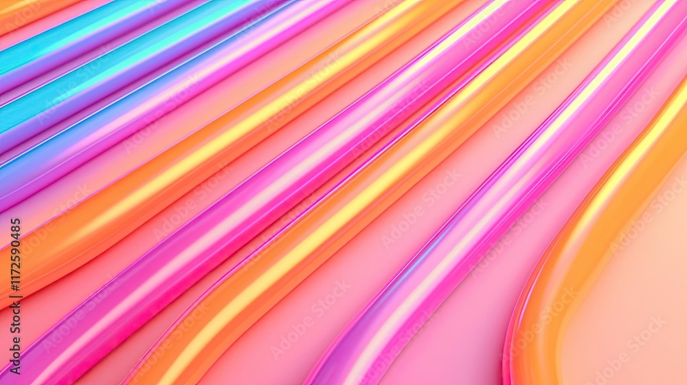 Poster Neon abstract background idea. Vibrant abstract lines in colorful gradient shades create a dynamic visual effect.