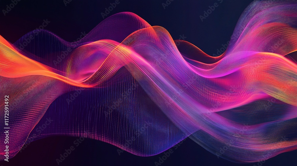 Poster dynamic big data visualization concept with colorful waves