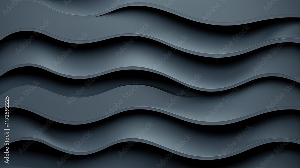Poster Metallic abstract background concept. Abstract dark wave patterns create a modern, sleek background for creative design.