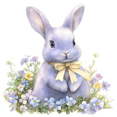 Pastel Easter Garden Clipart Vector Illustration
