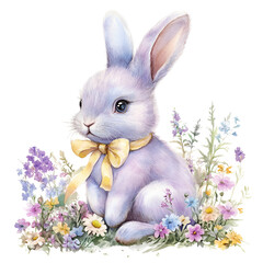 Pastel Easter Garden Clipart Vector Illustration