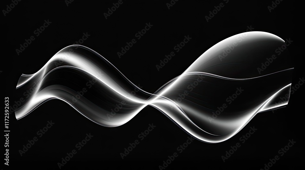 Poster Waves abstract background idea. Abstract design featuring flowing light waves on a dark background.