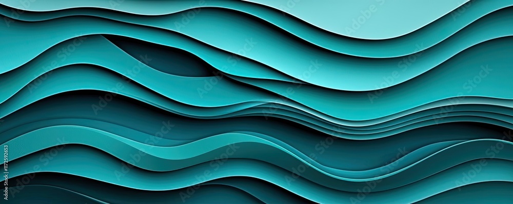 Aufkleber Waves abstract background idea. Abstract layered design in shades of teal, creating depth and texture.