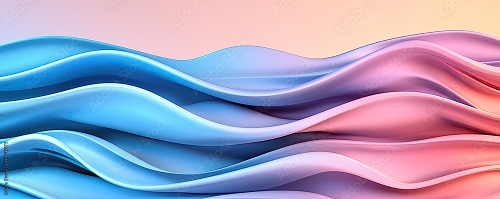 Poster Waves abstract background idea. Abstract waves in soft pastel colors create a soothing digital background effect.