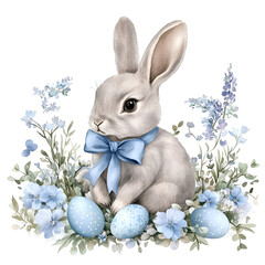 Pastel Easter Garden Clipart Vector Illustration