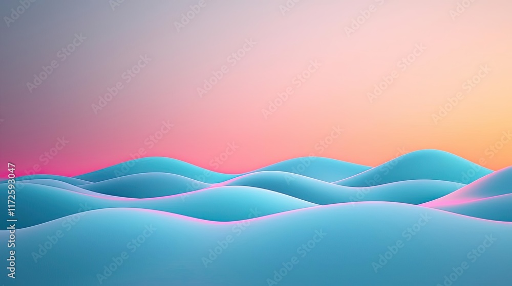 Poster waves abstract background idea. a serene artistic depiction of colorful waves blending in a tranquil
