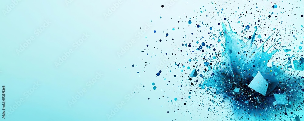Poster splash abstract background concept. abstract blue splash design with geometric shapes and a serene b