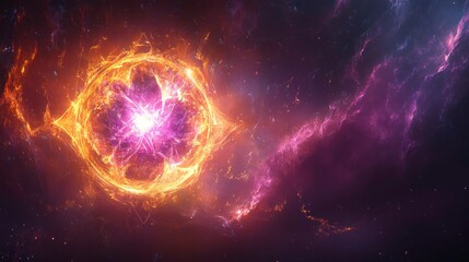 Obraz premium Cosmic explosion of colors outer space digital art nebulae environment bright perspective abstract design