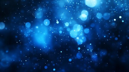 Fototapeta premium Abstract blue bokeh background with glittering particles.
