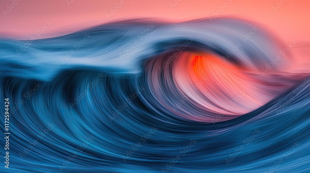 Poster waves abstract background idea. a stunning wave caught in motion during sunset, showcasing vibrant c