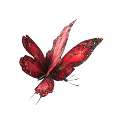 Red Butterfly in Flight:  A vibrant red butterfly with intricate markings, wings spread wide, is captured in mid-flight, evoking a sense of grace and freedom.  