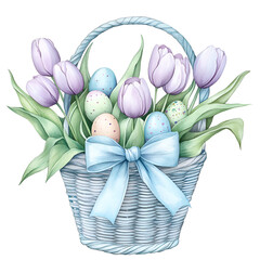 Pastel Easter Garden Clipart Vector Illustration