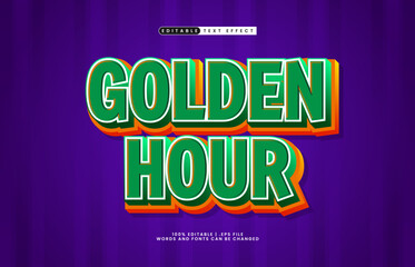 golden hour editable text effect with a time and business text style