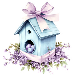 Pastel Easter Garden Clipart Vector Illustration