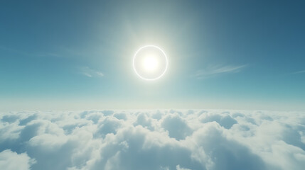 Above the Clouds: A Serene Aerial View of Sunlit Cumulus Cloudscape