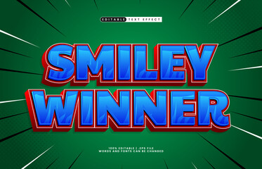 Obraz premium smiley winner editable text effect with a kids and hero text style