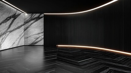 Modern interior design showcase minimalist space digital art contemporary aesthetic indoor viewpoint elegant concept