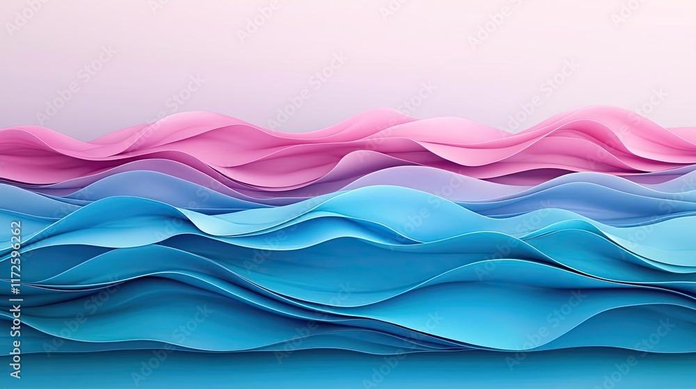 Poster waves abstract background idea. abstract waves of pink and blue create a beautiful modern design for