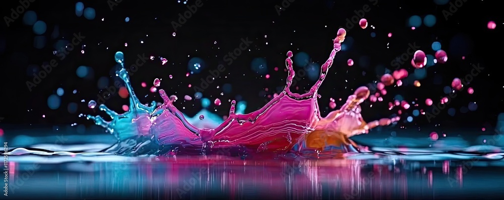 Poster splash abstract background concept. a stunning splash of vibrant colors in water illustrating dynami