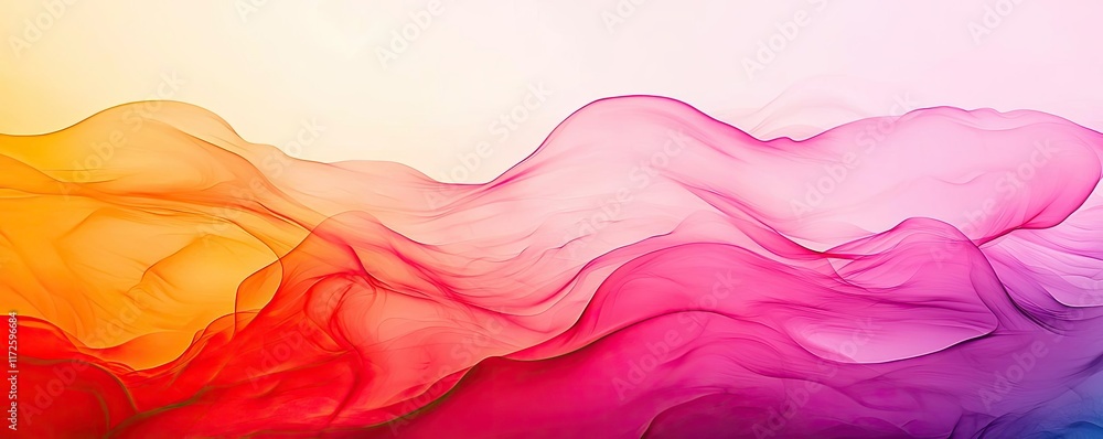 Poster waves abstract background idea. colorful abstract waves of smoke gracefully blend across a soft past