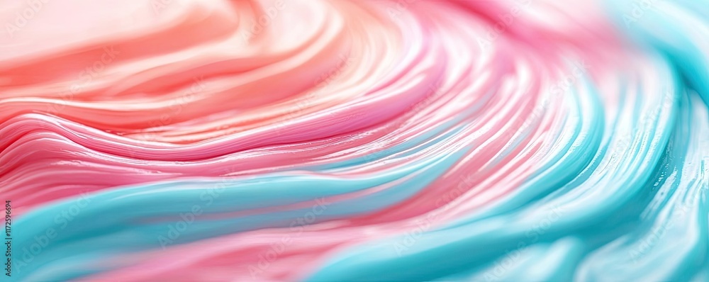 Poster Waves abstract background idea. A vibrant abstract texture showcasing swirls of pink and blue hues in soft, flowing patterns.