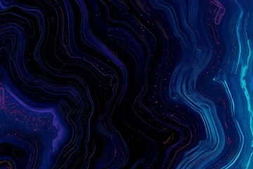 Abstract close-up of a glowing blue digital circuit board, showcasing intricate connections and technological design on a black background.
