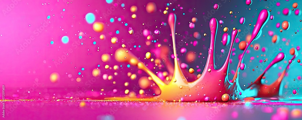 Poster Splash abstract background concept. Vibrant splash of colorful paint creating dynamic visual effects.