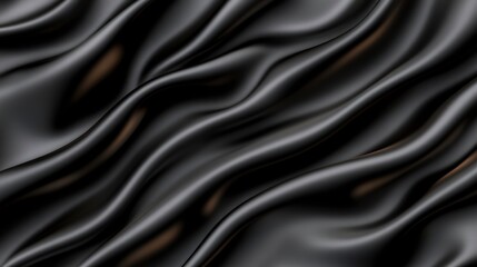 Obraz premium Flowing black satin fabric close-up texture textile art studio setting abstract aesthetic