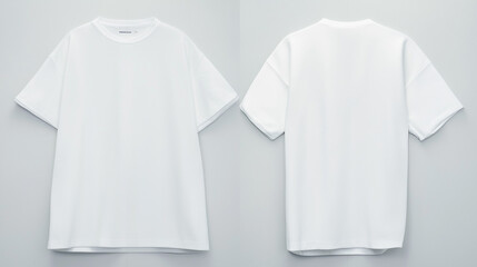 White oversize T-shirt mockup front and back view isolated on white background