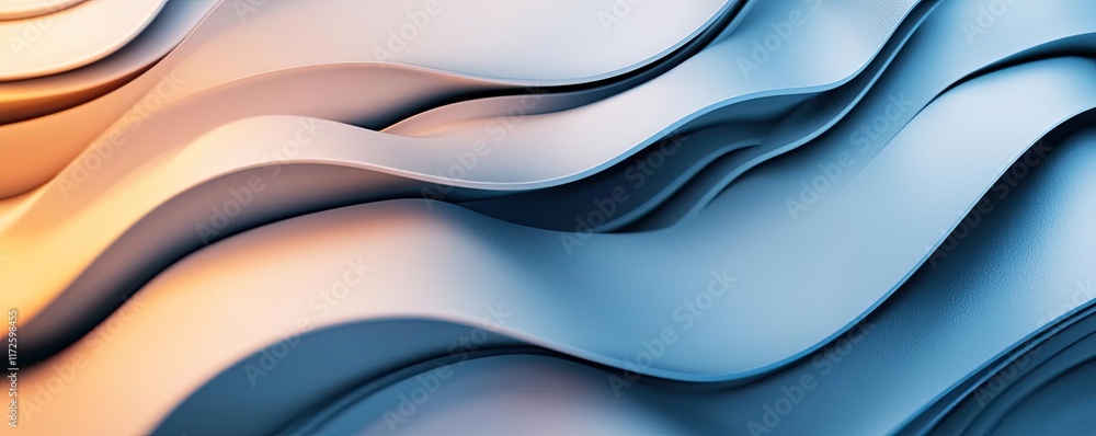 Poster Metallic abstract background concept. Abstract wavy texture in soft colors creating a fluid and modern design aesthetic.