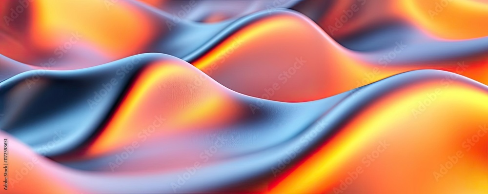 Poster Metallic abstract background concept. Abstract waves of vibrant colors blending smoothly for artistic expression.
