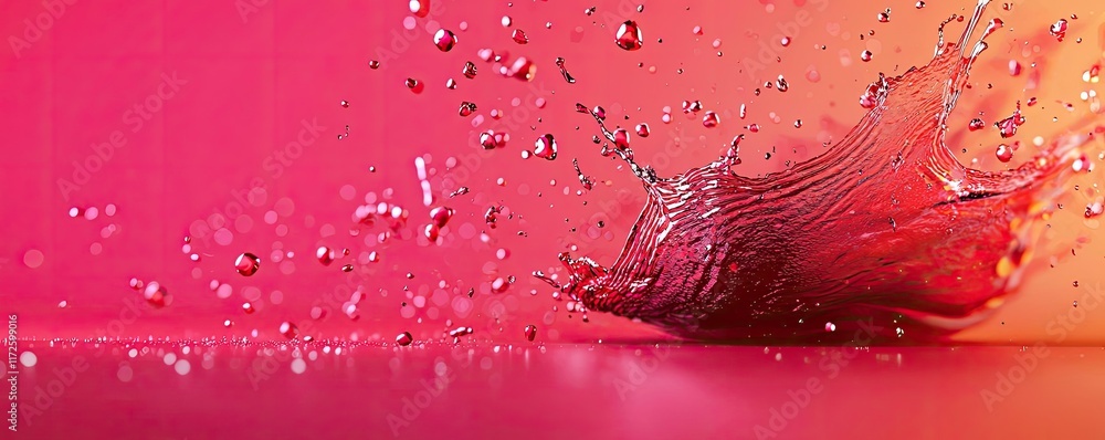 Poster Splash abstract background concept. Dynamic splash of liquid against a vibrant gradient background, evoking freshness.