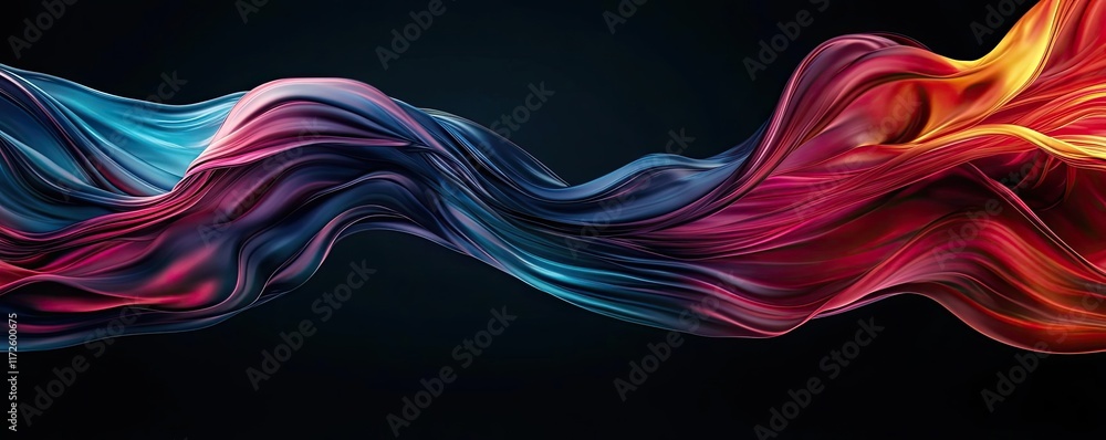 Aufkleber Splash abstract background concept. Vibrant flowing waves of color creating a dynamic visual effect on a dark background.