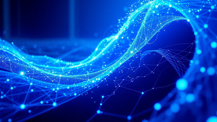 Holographic blue abstract technology data wavy lines, perfect for background use.