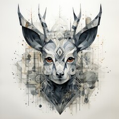 Eclectic Minimalistic Gray Animals with Thin Line Texture