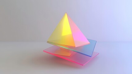 Geometric shapes interaction studio 3d render minimalist top-down modern art concept