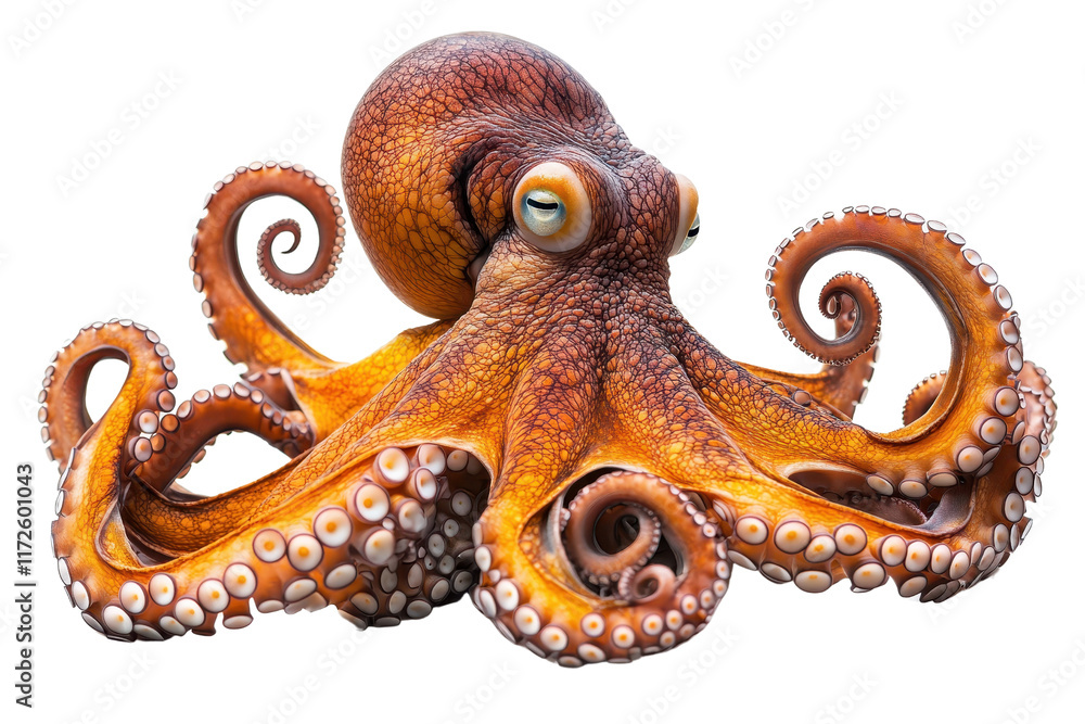 Poster A vibrant octopus displaying intricate patterns and long, flowing tentacles showcasing its unique textures and colors.