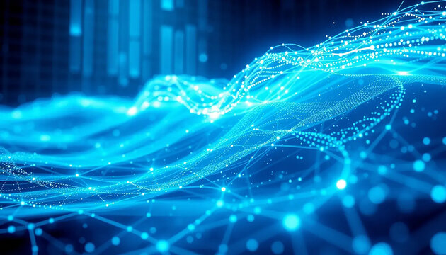 Holographic blue abstract technology data wavy lines, perfect for background use.