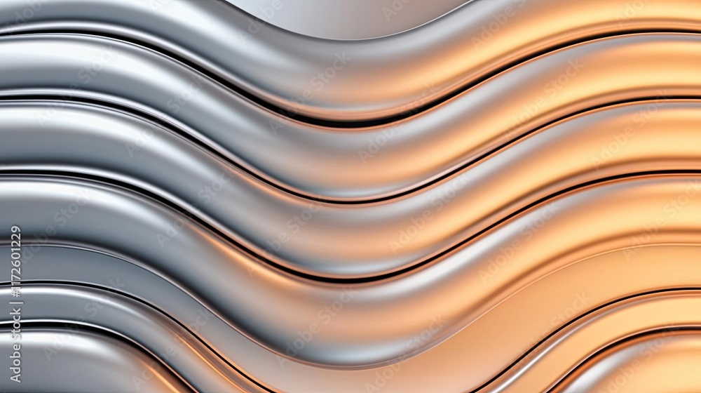 Poster metallic abstract background concept. abstract wavy metal pattern with contrasting silver and orange